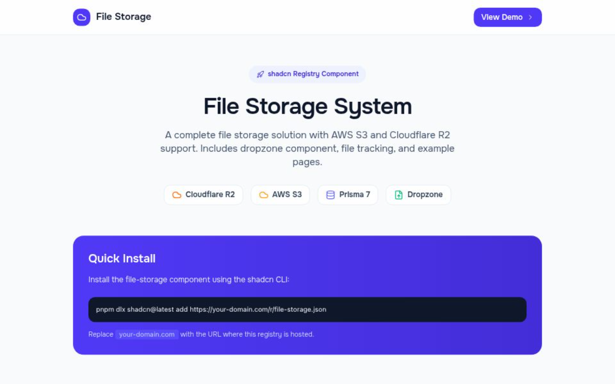 File Storage UI Component